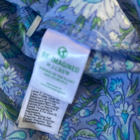 J. Crew Green Button Down Blouse with Mandarin Collar - Picture 3 of 4